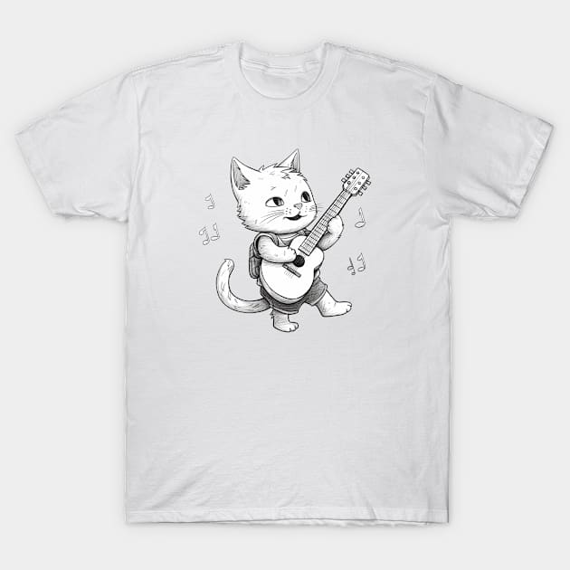 Cat playing guitar T-Shirt by Onceer